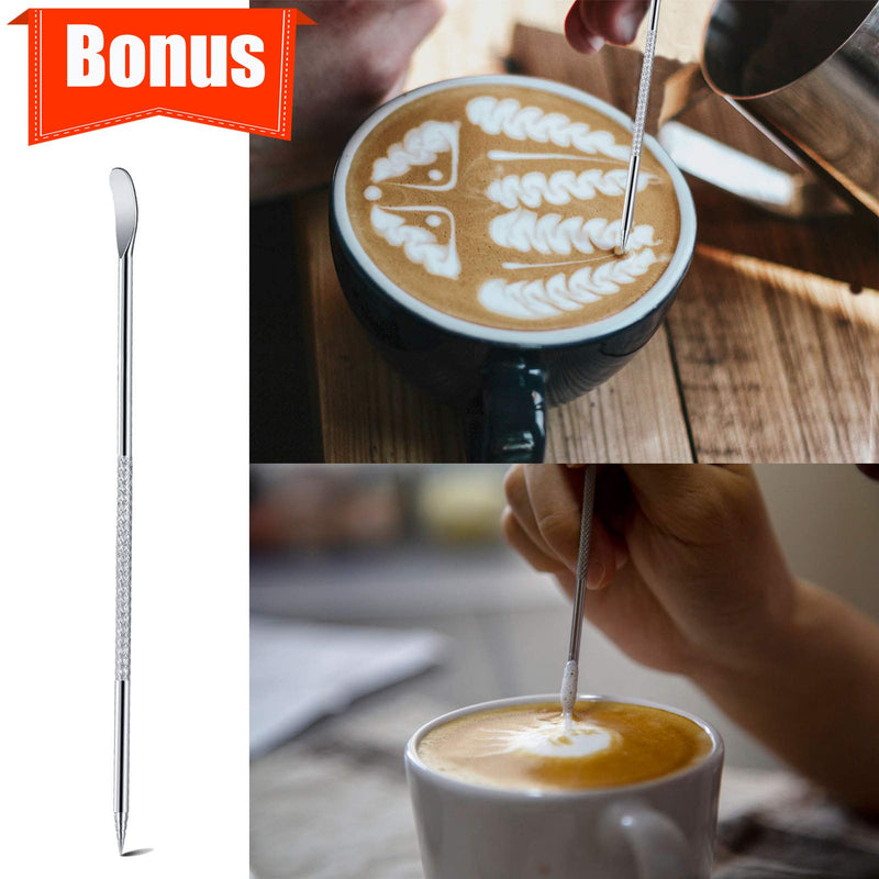 [Australia - AusPower] - Milk Frothing Pitcher, 15oz 450ml Espresso Steaming Pitchers Stainless Steel Cappuccino Coffee Machine Accessories Barista Tools, Steamer Froth Pitchers Milk Jug Cup with Decorating Pen Latte Art 
