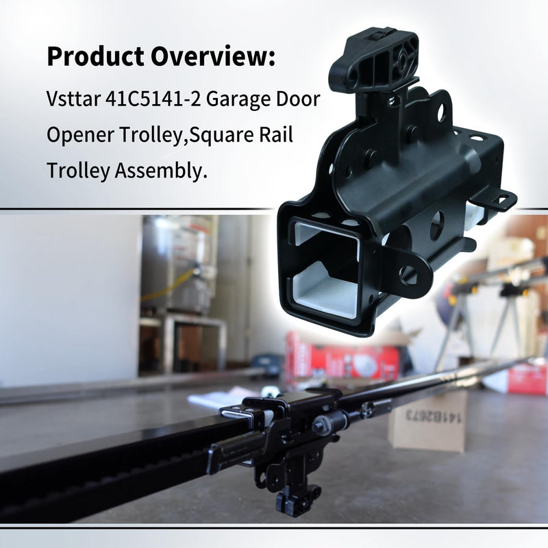 [Australia - AusPower] - Vsttar 41C5141-1 & 41C5141-2 Garage Door Opener Trolley, Compatible with LiftMaster & Chamberlain Chain Drive Garage Door Opener Rail Assemblies 