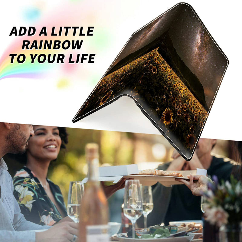 [Australia - AusPower] - Server Books for Waitress, Dikoer PU Leather Server Books for Waitress with Zipper and 7 Large Pockets Pen Holder for Checks Pen Holder Personal Organizer Wallet Fit Serving Aprons, Galaxy Sunflower 158 