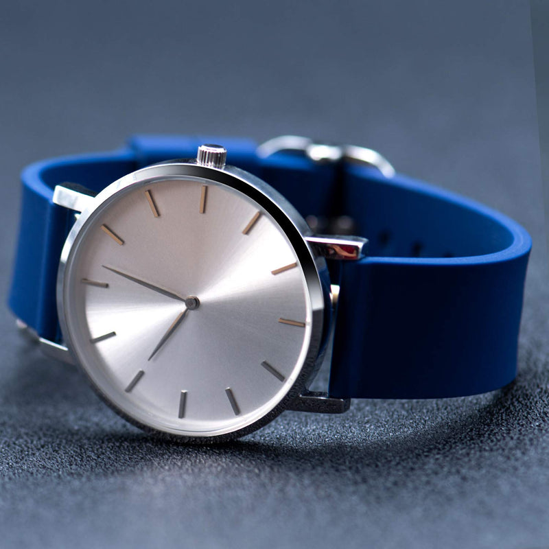 [Australia - AusPower] - Matematikus Silicone Watch Bands 22mm 20mm 18mm Quick Release Rubber Watch Straps Men Women, Soft & Light Replacement Band for Smartwatch & Watches Navy Blue 