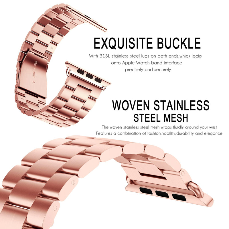 [Australia - AusPower] - VONTER Band Compatible for Apple Watch 42mm 44mm - Stainless Steel Metal Clasp Buckle Wrist Strap Smart Watch Band, Replacement Band for iWatch Series 4 44mm Series 3 42mm Series 1/2, Sport, Edition Classic/Rose Gold/42mm/44mm 
