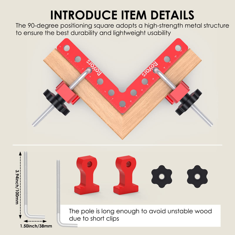 [Australia - AusPower] - Royars Update 90 Degree Positioning Squares Right Angle Clamps for Woodworking,1 Pack （4.7"*4.7"）Aluminium Alloy Corner Clamp Woodworking Carpenter Clamping Tool for Picture Frame Box Cabinets Drawers 4.7" x 4.7" 