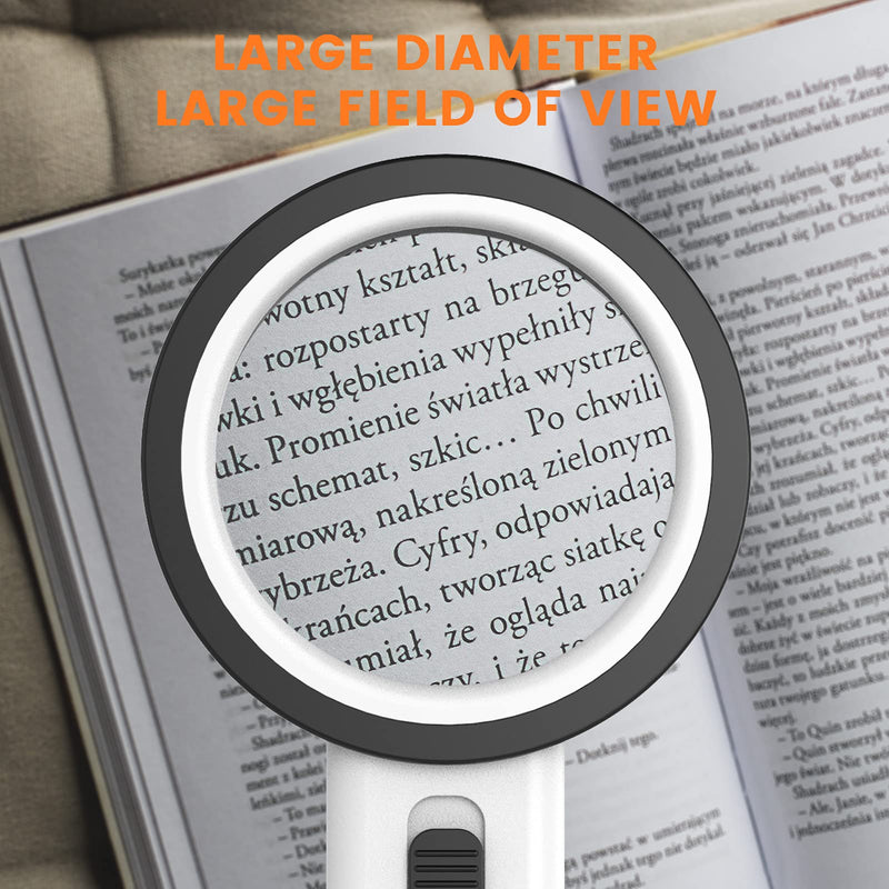 [Australia - AusPower] - AIXPI Magnifying Glass with Light, 30X Handheld Large Magnifying Glass 12 LED Illuminated Lighted Magnifier for Macular Degeneration Seniors Reading Inspection Coins Jewelry 