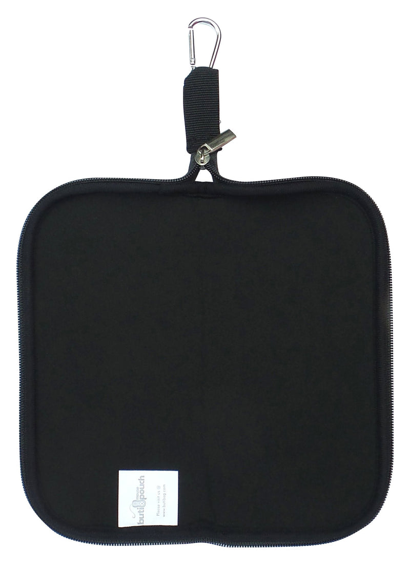 [Australia - AusPower] - Travel Mouse Case Electronics Organizer Bag | Laptop Cord Cable Accessory Pouch with Extra Rolled Up Travel Mouse Pad | Pouch Also Unzips Flat Into Mouse Pad (Black) charcoal 