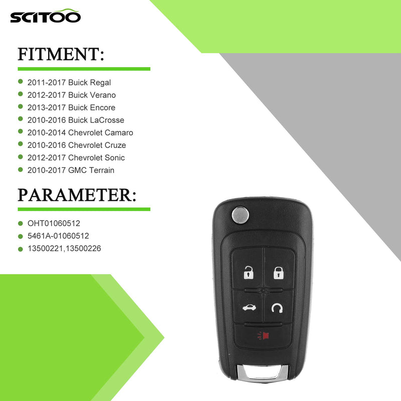 [Australia - AusPower] - SCITOO 1PC OHT01060512 Keyless Entry Remote Flip Key Shell for Chevy 2003-2006 Buick Encore Allure LaCrosse 