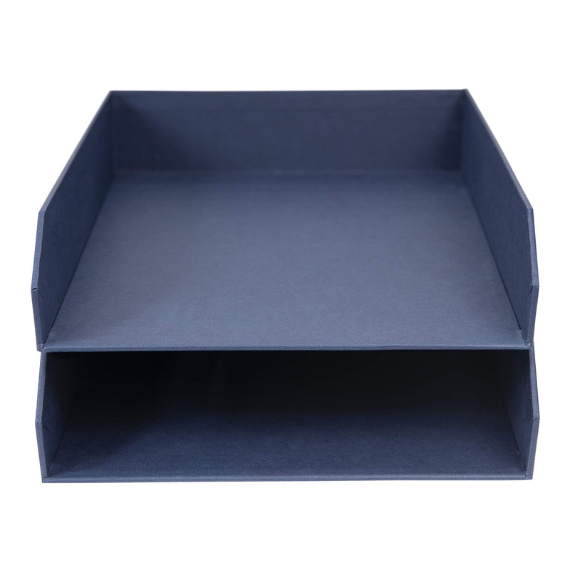 [Australia - AusPower] - Bigso 789256901N Hakan Fiberboard Two Tier Stackable Letter/Document Tray, 2.5 x 9 x 12.2 in, Blue 