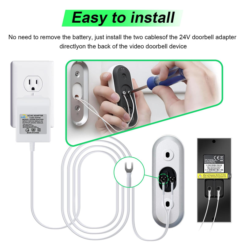 [Australia - AusPower] - 24 Volt Doorbell Transformer Power Supply for Ring Video Doorbell,C Wire Adapter,Compatible with Ring,Google Nest,WYZE, Eufy,Blink Video Doorbells(with Mounting Tool) 