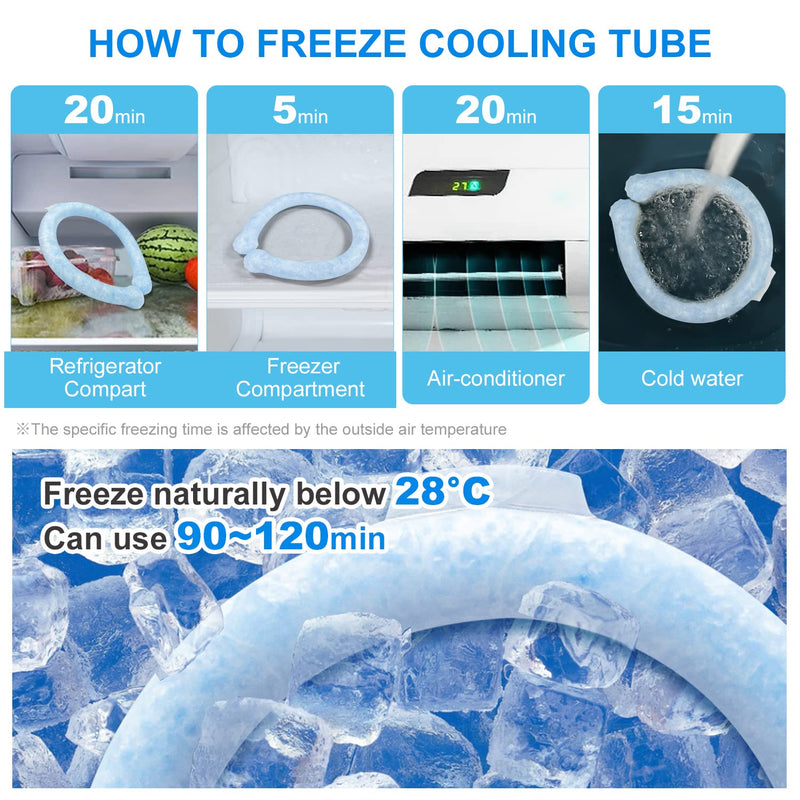 [Australia - AusPower] - Behappi Neck Cooler, Reusable Neck Cooling Device, Neck Cooling Tube,Wearable, Personal Air Conditioner for Summer, Japan Hot Product, No Battery Blue L 
