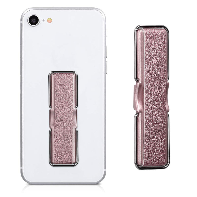 [Australia - AusPower] - kwmobile Universal Elastic Finger Holder for Smartphones - PU Leather Stretch Grip Finger Strap with Stand Compatible with All Smartphones - Rose Gold 