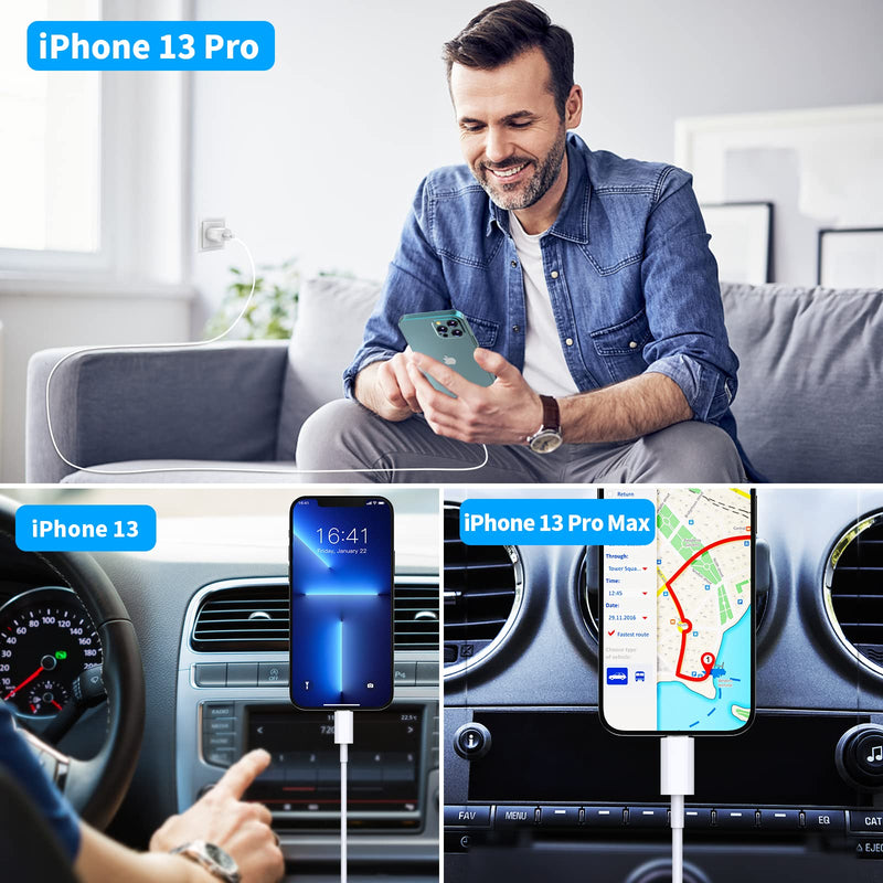 [Australia - AusPower] - [Apple MFi Certified] iPhone Fast Car Charger, Braveridge 4.8A Dual USB Power Rapid Car Charger Adapter with 2 Pack Lightning Cable Quick Car Charging for iPhone 13 12 11 Pro/XS/XR/SE/X 8/iPad/AirPods White 
