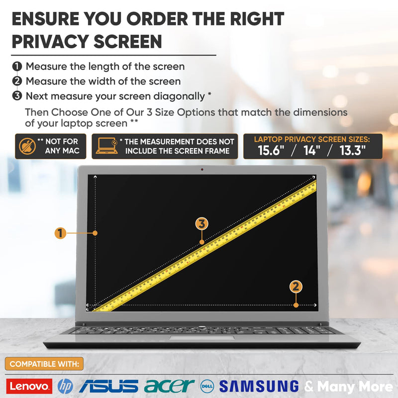 [Australia - AusPower] - Laptop Privacy Screen 15.6 inch - Our Privacy Screen Laptop Fits 15.6 inch Screens 16:9 Ratio - Protect Your Private Information While at Work or in Public  - Anti Glare Screen Protector 15.6 Inch Screen 