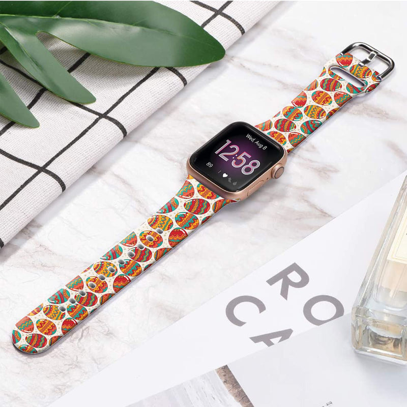 [Australia - AusPower] - FTFCASE Floral Silicone Sport Bands Compatible with Fitbit Versa/Versa 2/Versa Versa SE for Women Men Girls, Easter Eggs Flower Printed Soft Silicone Strap Replacement for Versa Smart Watch 