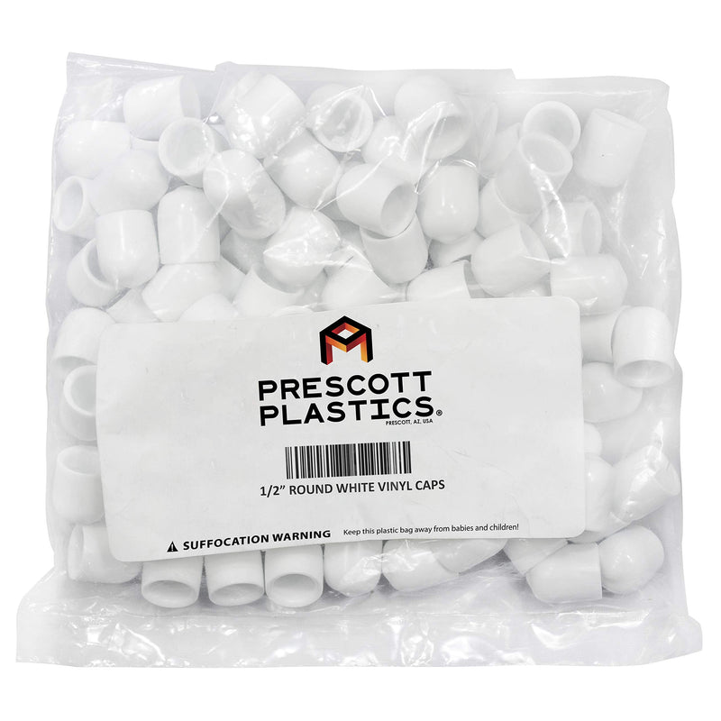 [Australia - AusPower] - Prescott Plastics 1/2 Inch White Round Vinyl Rubber Cap, FDA Food Grade, Flexible Pipe Post Cover (20) 20 
