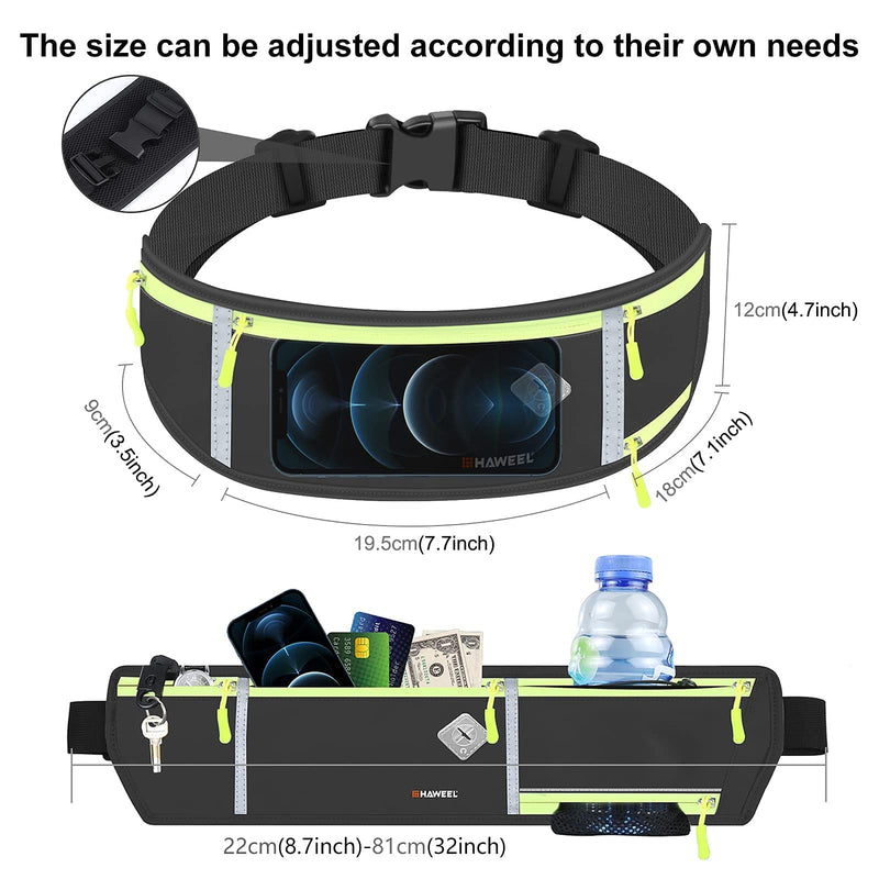 [Australia - AusPower] - Running Fanny Pack Waist Bag Phone Holder Belt with Water Bottle Holder Suitable for Runner Cycling Hiking Accessories for iPhone 12 Plus Samsung Galaxy etc. black 