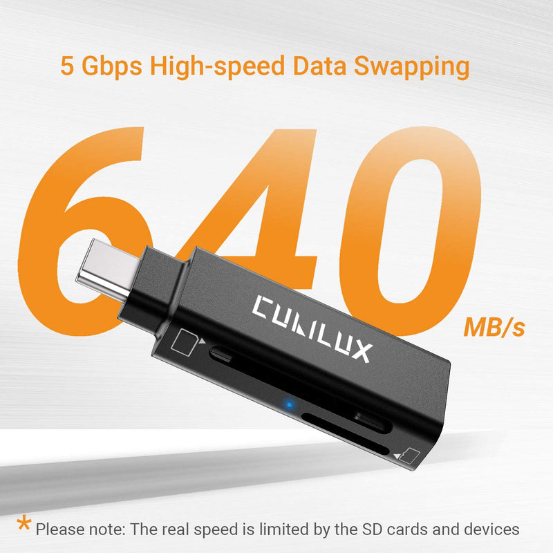 [Australia - AusPower] - Cubilux USB Type C SD/TF Card Reader with LED Indicator, Thunderbolt 4/3 Memory Card Adapter Compatible with MacBook iPad Pro/Air 4/Mini 6 Samsung S22/S21/S20 Note 20/10 Tab S8/S7/S6 Pixel 6 Pro 5 4 3 Black 