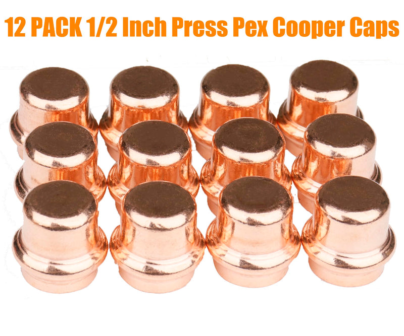 [Australia - AusPower] - WHK 6/12 Pack 1/2 Inch Press Propress Copper End Cap Press Pro Press 1/2" Cooper End Plug fittings(Lead-Free) 