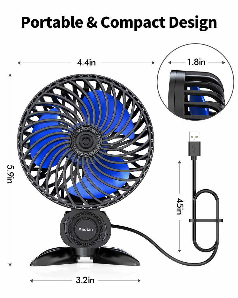 [Australia - AusPower] - AaoLin USB Small Fan, Desk Fans with CVT Variable Speeds, Strong Cooling Airflow, Quiet Portable, Desktop Mini Personal Fan for Room, Home,Office, Bedroom-USB Powered Black 