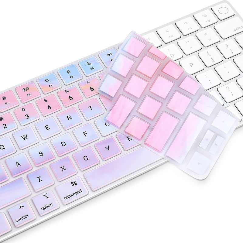 [Australia - AusPower] - MOSISO Keyboard Cover Compatible with iMac 24 inch A2449 M1 2021 Release with Touch ID Wireless Magic Keyboard, Waterproof Protective Silicone Skin, Colorful Clouds 