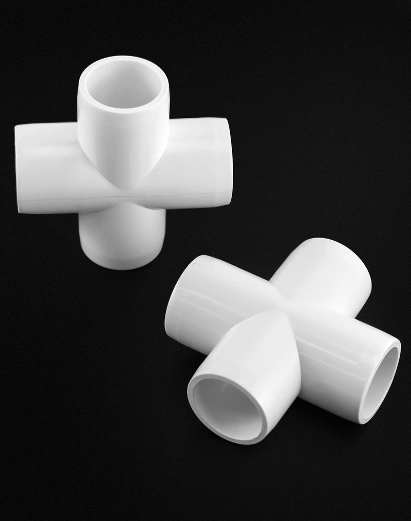 [Australia - AusPower] - QWORK 4 Way 1/2" Cross PVC Fitting, 10 Pack PVC Fitting Connector, Furniture Grade, for Building Furniture and PVC Structures, White 1/2 Inch 4 Way Cross 