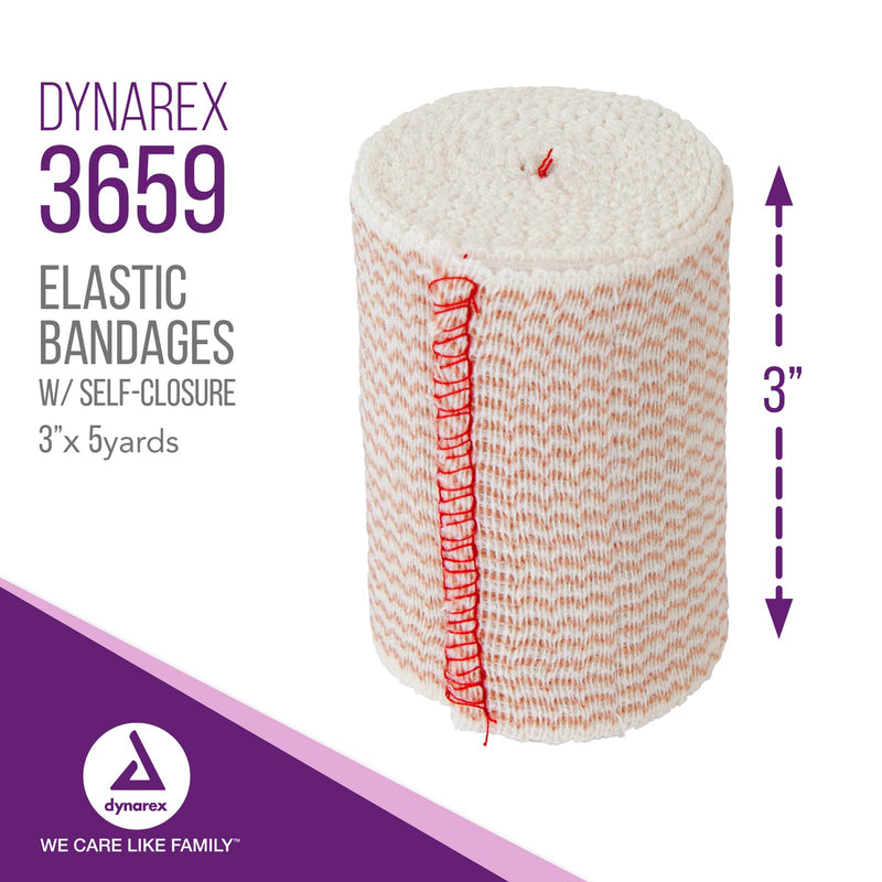 [Australia - AusPower] - Dynarex Elastic Bandages with Self-Closure, Outstanding Compression and Stretch, Latex-Free Elastic Bandages with Velcro Closure, 3" x 5 yds., 1 Box of 10 Elastic Wrap Bandages Tan 