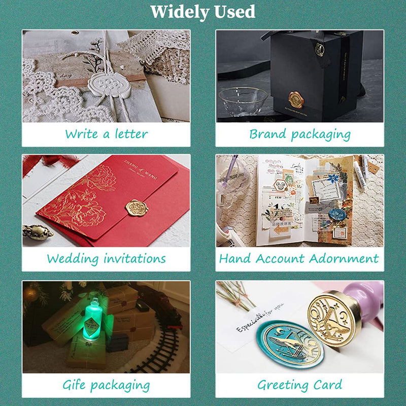 [Australia - AusPower] - Afobby Wax Seal Stamp Kit, Animal Wax Seal Stamp Set with 6 PCS Removable Brass Heads and 1 Wooden Handle, Dragon Mermaid Peacock Hummingbird Sealing Wax Stamps for Wedding Invitation Envelopes Animal wax seal stamp kit2 