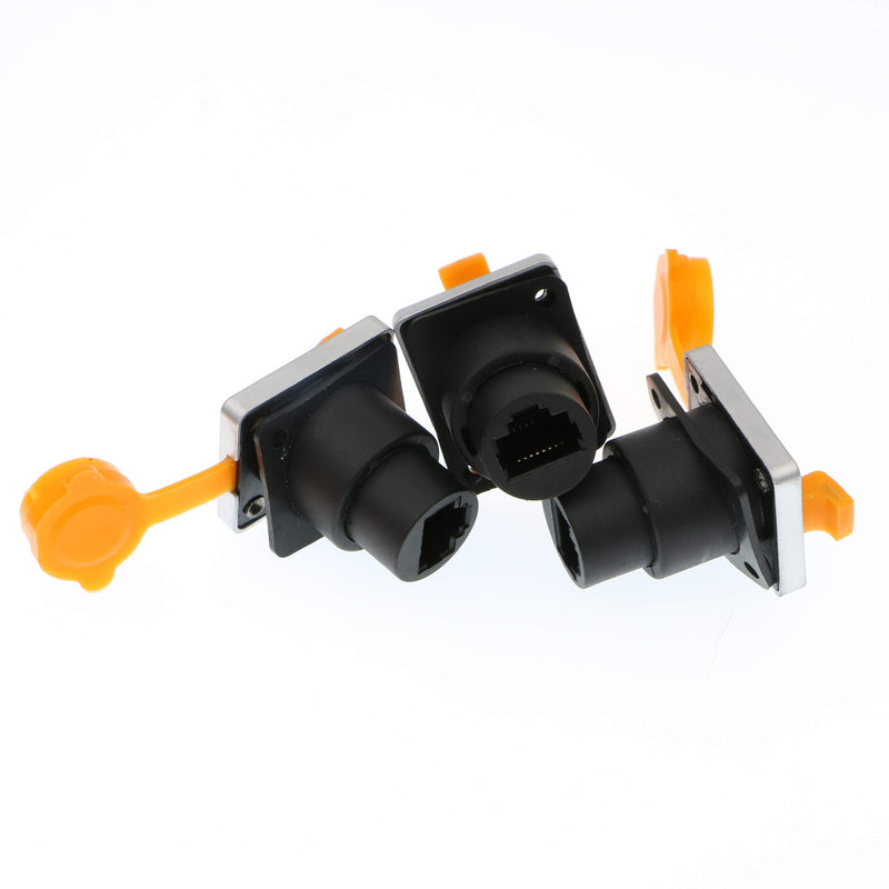 [Australia - AusPower] - RJ45 Waterproof Dust Plug Connector 3 pcs RJ45 connectors IP65 Mount Ethernet Panel Connector Straight Black 