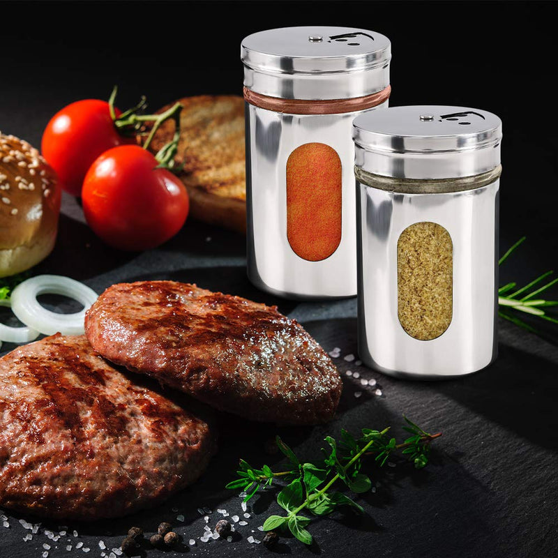 [Australia - AusPower] - Accmor 2pcs Salt and Pepper Shakers,Stainless Steel Shaker for Salt Powder Sugar Cinnamon Pepper, Spice Dispenser with Adjustable Pour Holes,Silver Silver 