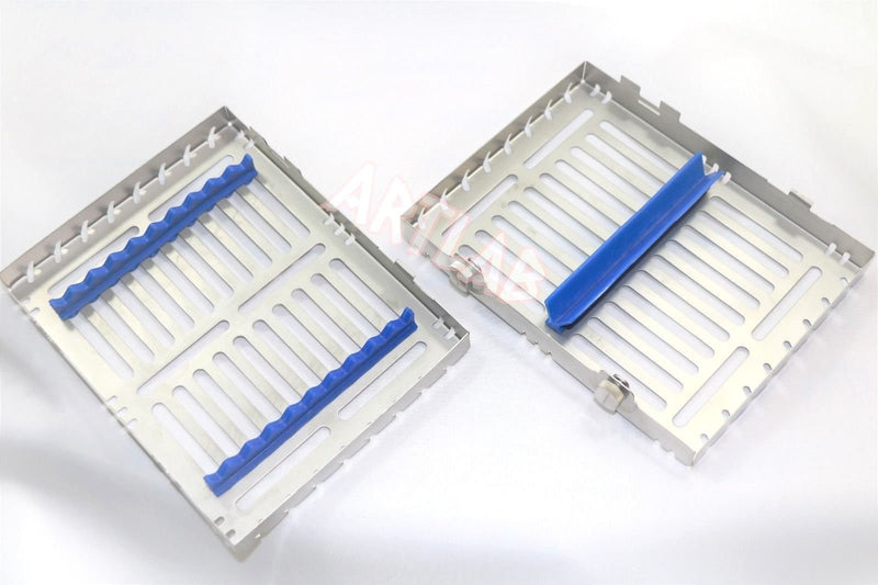 [Australia - AusPower] - 1 German Detachable Dental Autoclave Sterilization Cassettes Racks Box for 10 Instruments Blue CYNAMED 