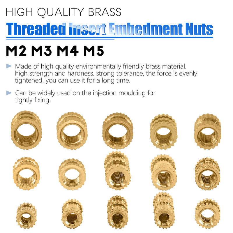 [Australia - AusPower] - Glarks 100Pcs M2 x 4 x 3.5mm Female Thread Knurled Brass Threaded Insert Embedment Nut for 3D Printing Projects M2x4x3.5mm 