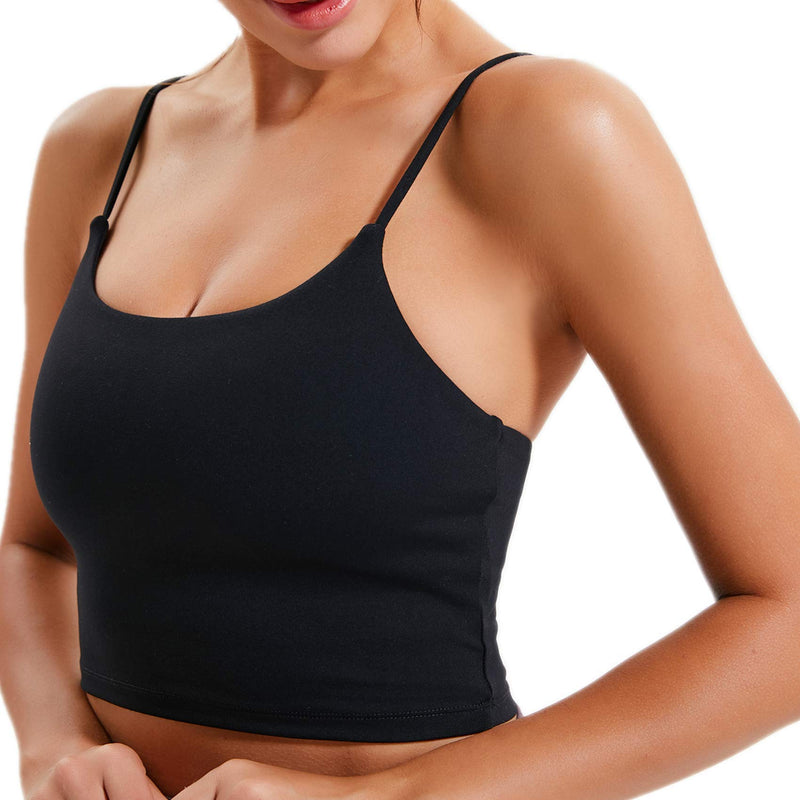 [Australia - AusPower] - Lemedy Women Padded Sports Bra Fitness Workout Running Shirts Yoga Tank Top Small Black 