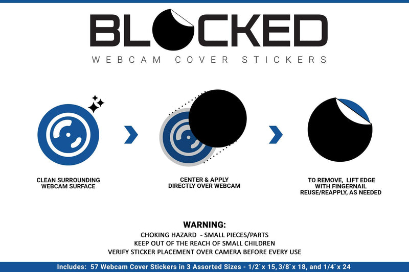 [Australia - AusPower] - BLOCKED Webcam/Camera Vinyl Covers | Low-Tack Restickable Webcam Sticker | Multiple Sizes | White 57-Pack (Ultra Glossy) 