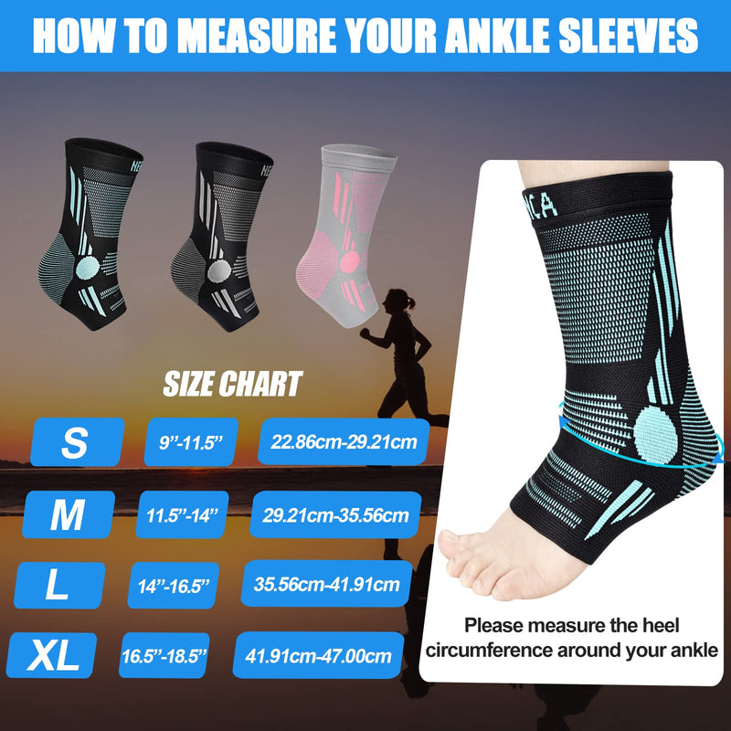 [Australia - AusPower] - NEENCA Professional Ankle Brace Compression Sleeve (Pair), Ankle Support Stabilizer Wrap. Heel Brace for Achilles Tendonitis, Plantar Fasciitis, Joint Pain,Swelling,Heel Spurs, Injury Recovery, Sports Blue Large 