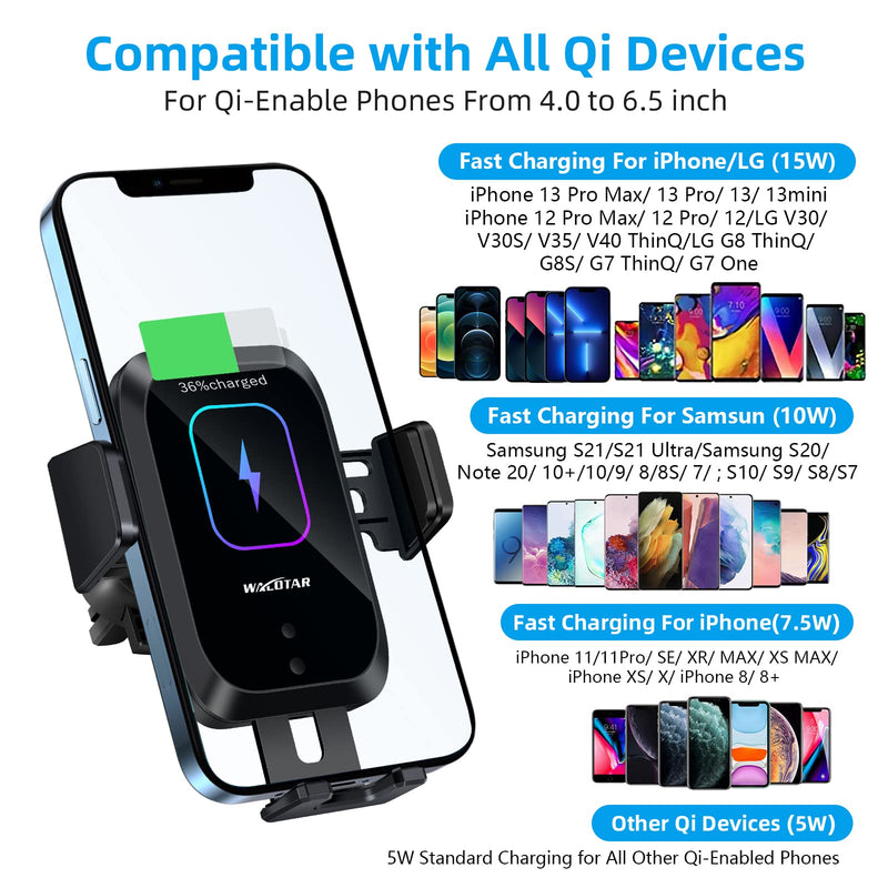 [Australia - AusPower] - Enomol Wireless Car Charger CD Slot Phone Mount, Auto-Clamping 15W Qi Fast Charging Infrared Smart Sensor Air Vent Cell Phone Holder,Compatible with iPhone 13 Pro Max 12 11 X 8,Samsung S21 S20 S10 S9 