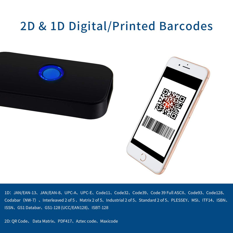 [Australia - AusPower] - Bluetooth 2D Wireless Barcode Scanner,Symcode 3-in-1 USB Wired & 2.4G Wireless & Bluetooth 4.1 1D QR Image Bar Code Reader Scanner 