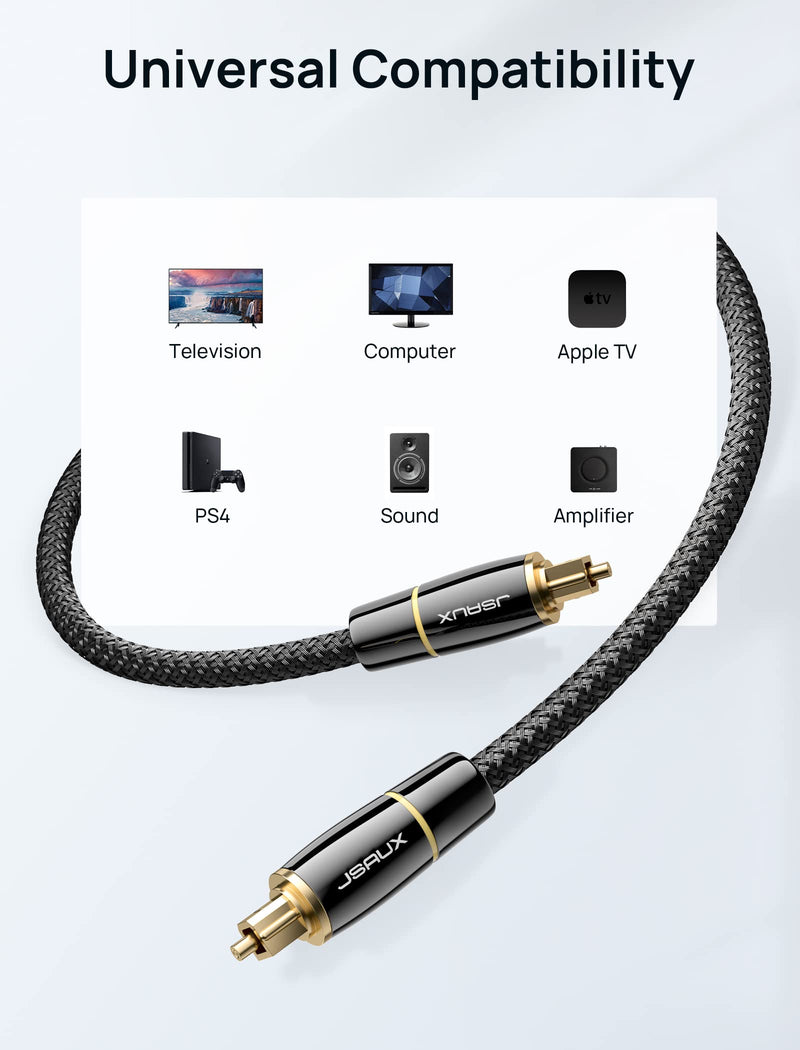 [Australia - AusPower] - Digital Optical Audio Toslink Cable 6FT, JSAUX [24K Gold-Plated, Ultra-Durable] Fiber Optic Cable Male to Male Cord Compatible with Sound Bar, TV, PS4, Xbox, Home Theater, Samsung 