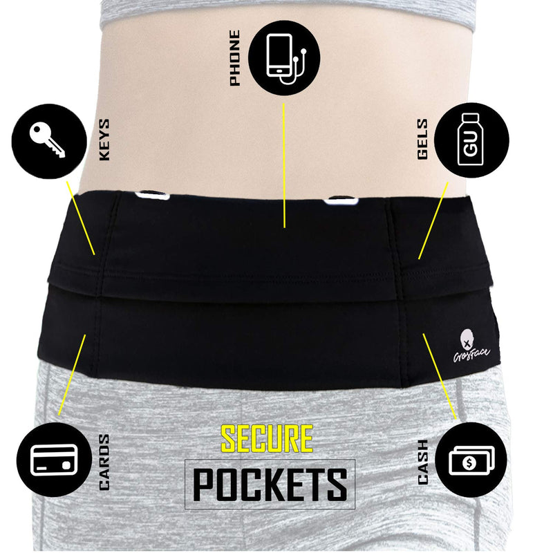 [Australia - AusPower] - Universal Running Belt for all Phone (iPhone 13/12/11/8/7/X/SE/XR/XS/Max/Plus/Pro, Samsung Galaxy S21/S20/S10/S9/S8/Ultra). Sports Waist Pack for Runners, Fitness, Exercise and Gym Workouts (Black) 