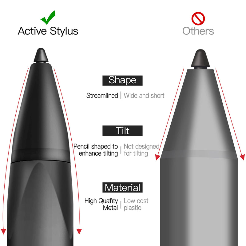 [Australia - AusPower] - Stylus with Palm Rejection, 4096 Pressure Sensitivity, Compatible with Surface Pro X/8/7+/7/6/5/4/3, Surface Book/Go/Laptop/Studio for Precise Writing/Drawing, Rechargeable (Black) Black 