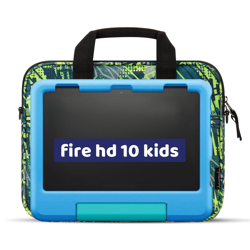 [Australia - AusPower] - Choco Mocha Tablet Bag for Kids（10inch & 12.5inch） 12.5inch（12.5 x 9.8 x 1.3） Geometry-green 12.5inch 
