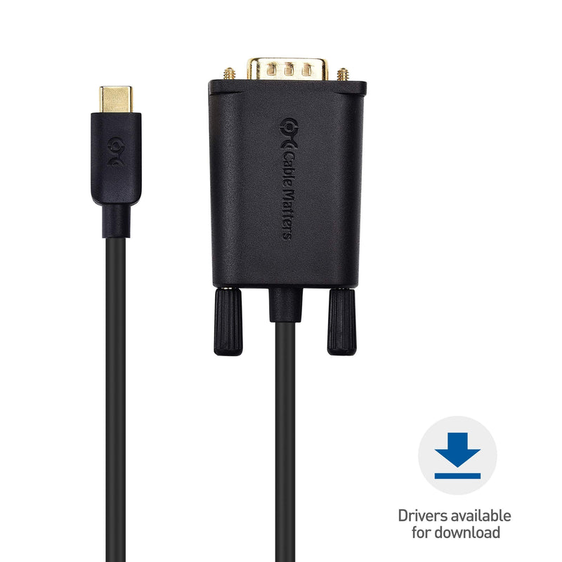 [Australia - AusPower] - Cable Matters USB C to Serial Adapter Cable (USB-C to Serial, USB C to DB9, USB C to RS232) 3 ft - Thunderbolt 4 / USB4 / Thunderbolt 3 Port Compatible with Dell XPS 13, 15, Surface Pro and More 