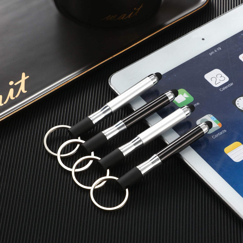 [Australia - AusPower] - Outus 4 Pieces Mini Stylus Pen with Keyring Loop 3-in-1 Accessory Bullet Capacitive Stylus Pen Keychain Stylus Tablet Pen Touchscreen Stylus Pen 