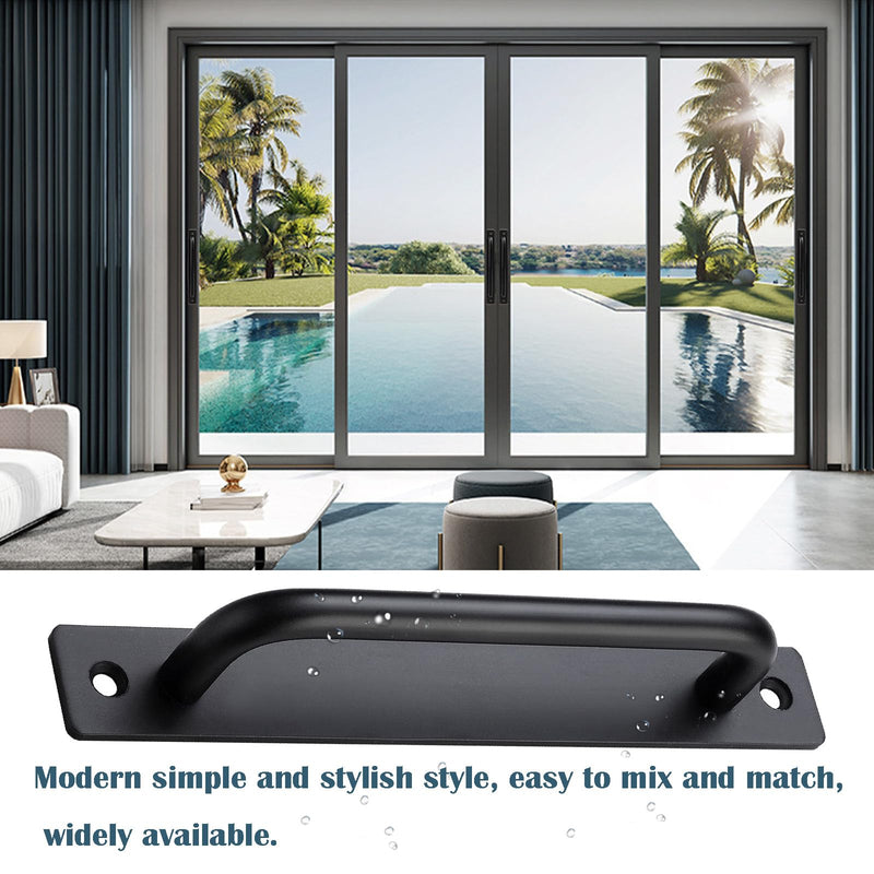 [Australia - AusPower] - WIENOLOA Barn Door Handles 2 Pack, Sliding Door Handle 5 inch Hole Center Black Cabinet Handles Aluminum Alloy Gate Door Pulls with Plate for Sliding Closet Door Hardware Pull Handle(5.83inch) 5.83inch 