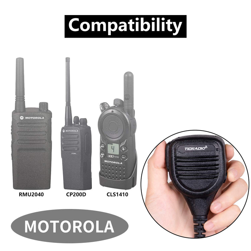 [Australia - AusPower] - TIDRADIO Walkie Talkie Speaker Mic PTT Radio Mic Shoulder Microphone Compatible for Motorola Radios BPR40 CP200 CP200D CP200XLS CP185 CP110 CLS1410 CLS1110 PR400 VL50 DTR650 RMU2040 RMU2080 RDU4100 