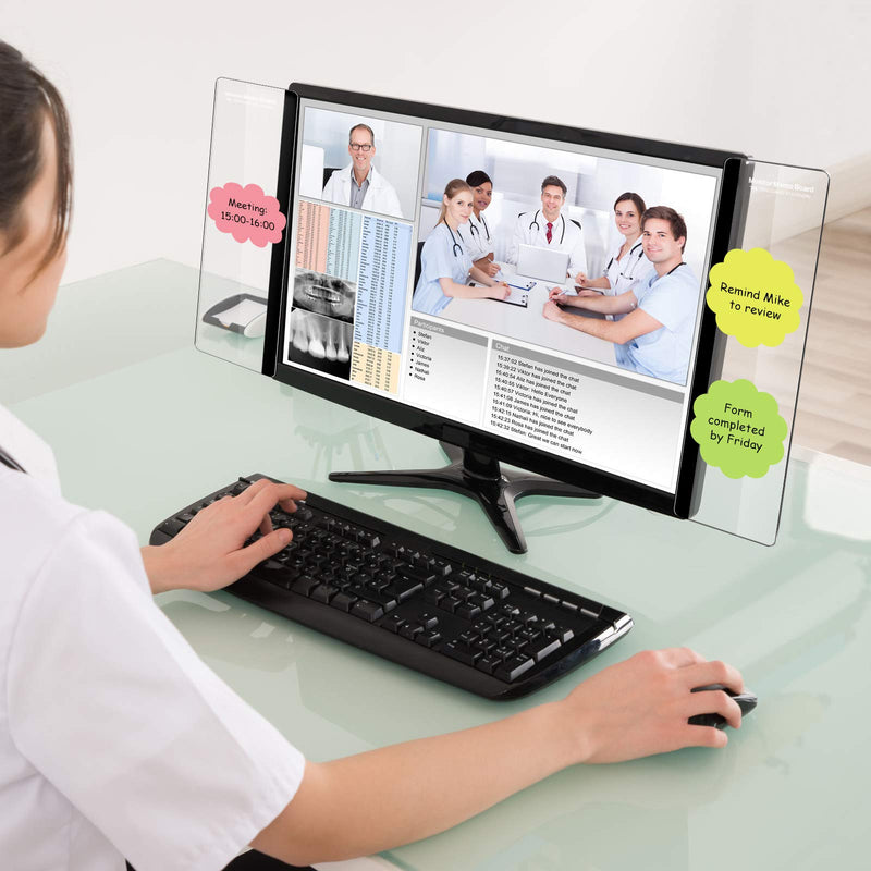 [Australia - AusPower] - Computer Monitor Message Board Screen Memo Board Monitor Memo Board Top Mount Monitor Sticky Note Holder Message Memo Panel for Monitors Screen Cabinets, Left and Right (4 Pieces) 
