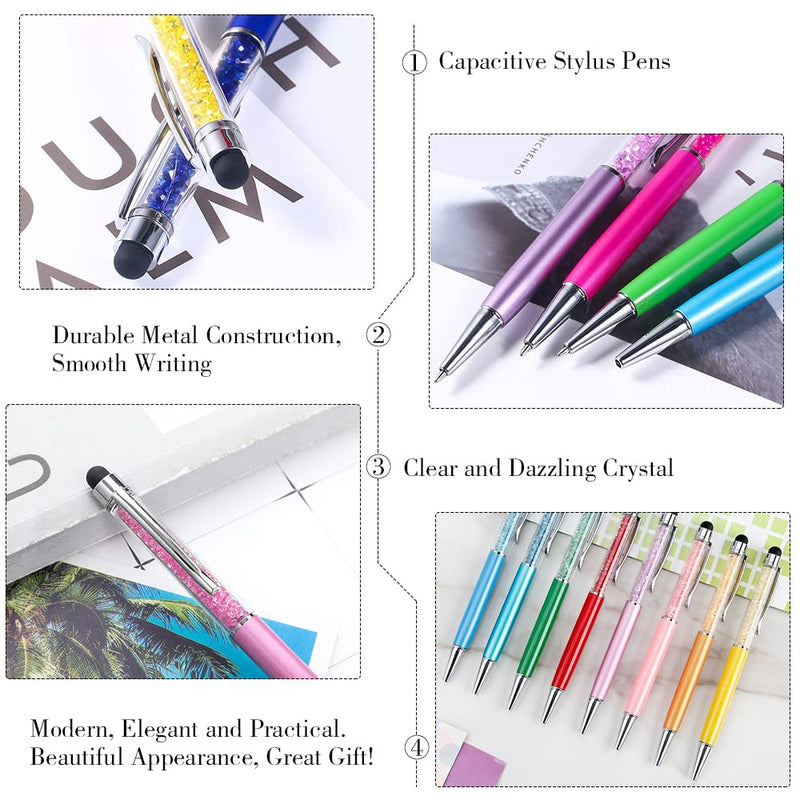 [Australia - AusPower] - 5Pcs Crystals Capacitive Touch Screen Stylus, FULANDL 2-in-1 Rhinestones Retractable Stylus Ballpoint Pen with 5Pcs Replacement Refills for School Office Supplies (Purple) purple 