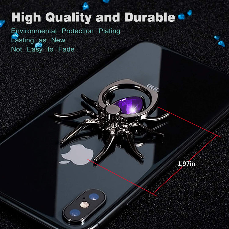 [Australia - AusPower] - Spider Phone Ring Holder Stand, Allengel Animal Sparkle Phone Ring Finger Ring Grip Rhinestone Phone Holder for All Smartphone (Purple) Purple 