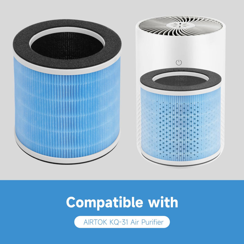 [Australia - AusPower] - GoKBNY 2-Pack KQ-31 True HEPA Replacement Filter Compatible with AIRTOK KQ-31 Purifier, 3-in-1 Filtration System 