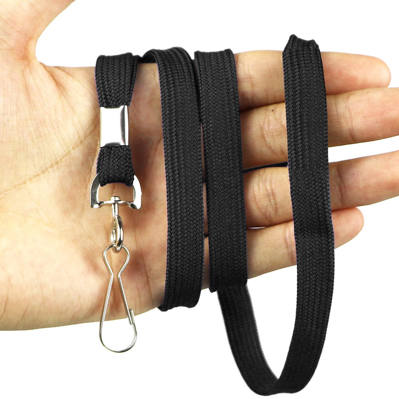 [Australia - AusPower] - Black Lanyard 100 Pack Bulk Badge Lanyards for ID Badges Neck Cruise Lanyard Name Tag Lanyard ID Holder Black 