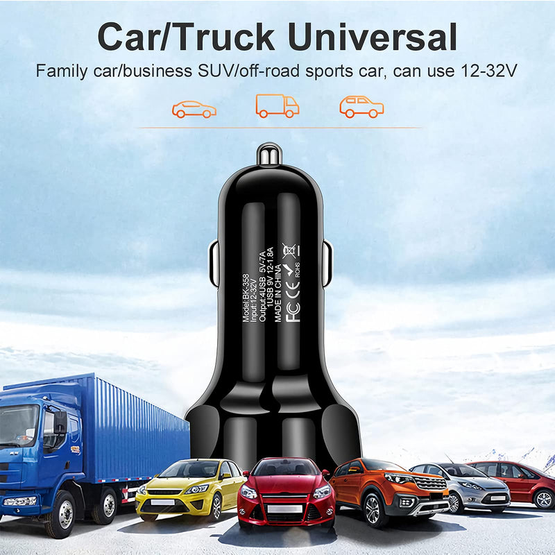 [Australia - AusPower] - USB car Charger, 35W/7A[QC3.0 3A-4USB Port] 1.8A 3 Ports Fast car Charger Adapter Mini Cigarette Lighter USB Mobile Phone Charger Fast Charging Compatible with iPhone 12 13 pro/Max/11/x/8 