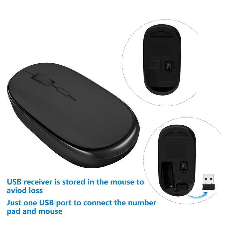 [Australia - AusPower] - Wireless Numeric Keypad & Mouse Combo, Mini 2.4G 22 Keys Number Pad, Portable Silent Financial Accounting Numeric Keypad Keyboard Extensions with Wireless Mouse for Laptop, PC, Desktop 