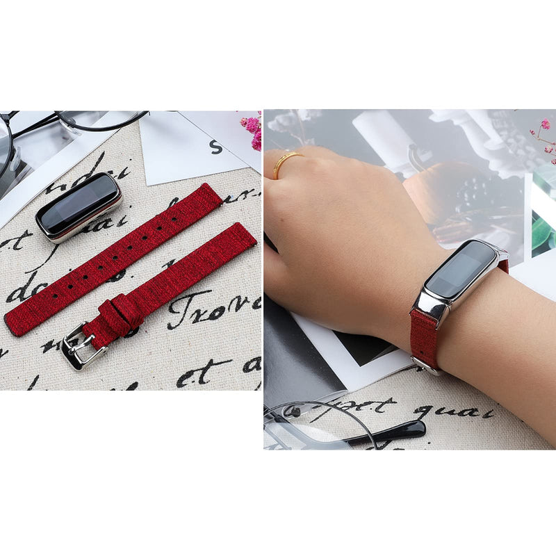 [Australia - AusPower] - NINKI Compatible Thin & Light Fitbit Luxe Bands for Women Men,Soft Breathable Woven Fabric Bracelet Strap Fitbit Luxe Replacement Bands for Fitbit Luxe/Luxe Special Edition Band Accessories Girl Red Small: 5.7”-7.5” 